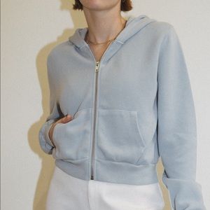 Brandy Melville Baby Blue Cropped Zip Up